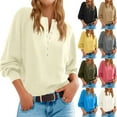thumbnail image 1 of Stamzod Women's Sweaters Solid Color Crewneck Long Sleeve Button Pullover Sweaters Casual Early Fall Fashion Sweater Army Green XXL, 1 of 9