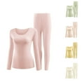thumbnail image 1 of Stamzod Women's Thermal Underwear Set Solid Color Crewneck Seamless Shirts and Long Johns Casual Slim Fit Thermals for Women Yellow-5 XXL, 1 of 4