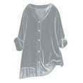 thumbnail image 1 of Stamzod Women's Tops Fashion Solid Color Round Neck Velour Pullover Top Casual Loose Oversized Long Sleeve Blouses for Women Gray B M, 1 of 8
