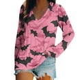 thumbnail image 1 of Stamzod Women's Tops Halloween Casual V-Neck Long Sleeve Shirts Fall Pullover Ladies Tops and Blouses Pink D XL, 1 of 5