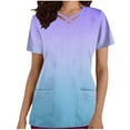 thumbnail image 1 of Stamzod Women's V-Neck Scrub Tops Cross Design Short Sleeve Womens T Shirts Gradient Slim Fit Comfy Working Uniform with Nursing Pockets, 1 of 5