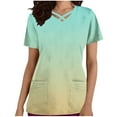 thumbnail image 1 of Stamzod Women's V-Neck Scrub Tops Cross Design Short Sleeve Womens T Shirts Gradient Slim Fit Comfy Working Uniform with Nursing Pockets, 1 of 5