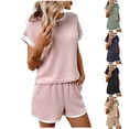 thumbnail image 1 of Stamzod Womens 2 Piece Summer Set Lounge Short Sets Cap Sleeve Crew Neck Sweatsuit Beach Vacation Outfits with Pocket Pink B S, 1 of 8