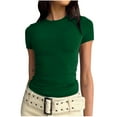 thumbnail image 1 of Stamzod Womens Basics T-Shirts Scoop Neck Short Sleeve Crop Tops Cute Summer Tops Slim Tees Clothing 2024, 1 of 6