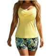 thumbnail image 1 of Stamzod Womens Bathing Suits Two Piece Ribbed Tankini Top with Boy Shorts Summer Ruched Modest Swimsuits for Women Yellow B XXXL, 1 of 5