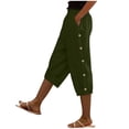 thumbnail image 1 of Stamzod Womens Capri Pants Elastic Waist Casual Capris with Pockets Summer Beach Vacation Cropped Pants Army Green XXL, 1 of 7