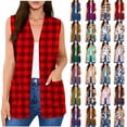 thumbnail image 1 of Stamzod Womens Cardigans Lightweight Summer Sleeveless Open Front Plaid Cardigan Vest with Pockets Plus Size Womens Clothing Hot Pink L, 1 of 8