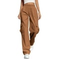thumbnail image 1 of Stamzod Womens Cargo Pants Fashion Solid Color Outdoor Workout Running Pants Activewear Casual Loose Hiking Pants Women Lightweight with Pocket Coffee XXL, 1 of 7