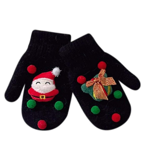 Stamzod Womens Cold Weather Gloves Knitting Cute Christmas Gloves Xmas Party Holiday Warm Glove for Cold Weather Black H Free Size