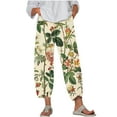 thumbnail image 1 of Stamzod Womens Cropped Pants Fashion Flower Printing Summer Lightweight Capris Daily Casual Loose Oversized Capri Pants for Women on Clearance Multicolor S, 1 of 5