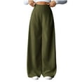thumbnail image 1 of Stamzod Womens Dress Pants with Pocket Solid Color Wide Leg Trousers Women High Waisted Business Casual Pant with Pocket Army Green L, 1 of 4