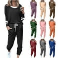 thumbnail image 1 of Stamzod Womens Fall Fashion 2025 Matching Sets Women Clothing 2 Piece Crewneck Long Sleeve Shirts and Sweatpants Casual Sweat Set for Women Army Green H XL, 1 of 8
