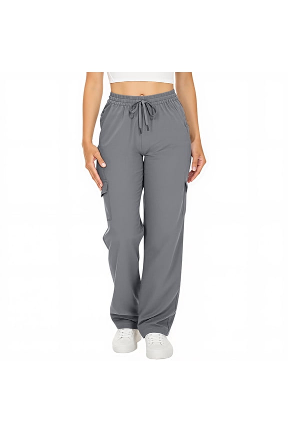 Womens Fall Fashion Joggers Casual Outdoor Hiking Travel Cargo Pants with Pocket Running Sweatpants Women Baggy Gray M