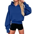 thumbnail image 1 of Stamzod Womens Fashion 2026 Cropped Hoodie Casual Loose Long Sleeve Pullover Sweatshirts Fall Hoodies for Women with Pockets Blue XL, 1 of 6