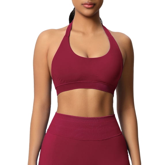 Stamzod Womens Halter Crop Tank Tops Basic Seamless Sleeveless Workout Top Summer Exercise Yoga Gym Shirts Red B XXL