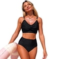 thumbnail image 1 of Stamzod Womens High Waisted Bikini Set Gold Metal Two Piece Swimsuits Twist Front Tummy Control 2026 Bathing Suits Black L, 1 of 7