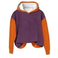 thumbnail image 1 of Stamzod Womens Hoodies Fashion Patchwork Long Sleeve Pullover Hoodies Casual Hooded Hoodie Sweatshirt Women's Clothing Purple XL, 1 of 3