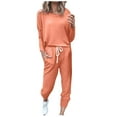 thumbnail image 1 of Stamzod Womens Loungewear Set Clearance 2 Piece Sets Loose Top Round Neck Solid Color Long Sleeve Long Pants Drawstring With Pocket Large Size Womens Sets, 1 of 5