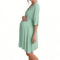 thumbnail image 1 of Stamzod Womens Maternity Dress Summer V Neck Nursing Breast Feeding Dress Short Sleeve Casual Knee High Pregnancy Dresses for Women Mint Green L, 1 of 4