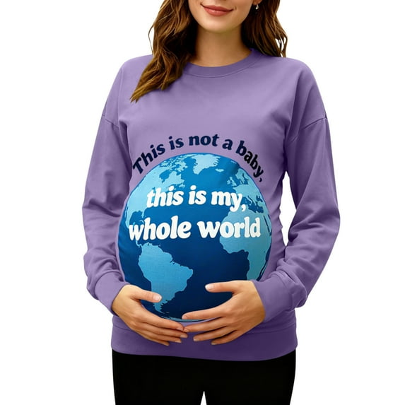 Stamzod Womens Maternity Sweatshirt Crewneck Long Sleeve Graphic Sweatshirts Casual Pullover Maternity Tops Fall Maternity Clothes Purple C S