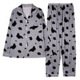 thumbnail image 1 of Stamzod Womens Pajama Set Clearance 2 Piece Comfy Sets Fashion Print Long Sleeve Lapel Tops Elastic Waistline Pants Pocket With Button Lounge Sets, 1 of 2