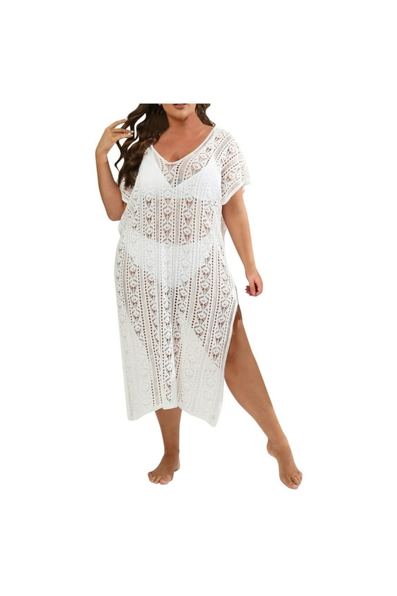Womens Plus Size Bathing Suit Cover Up for Beach Pool Swimwear Crochet Dress Swimsuit Bikini Cover Up