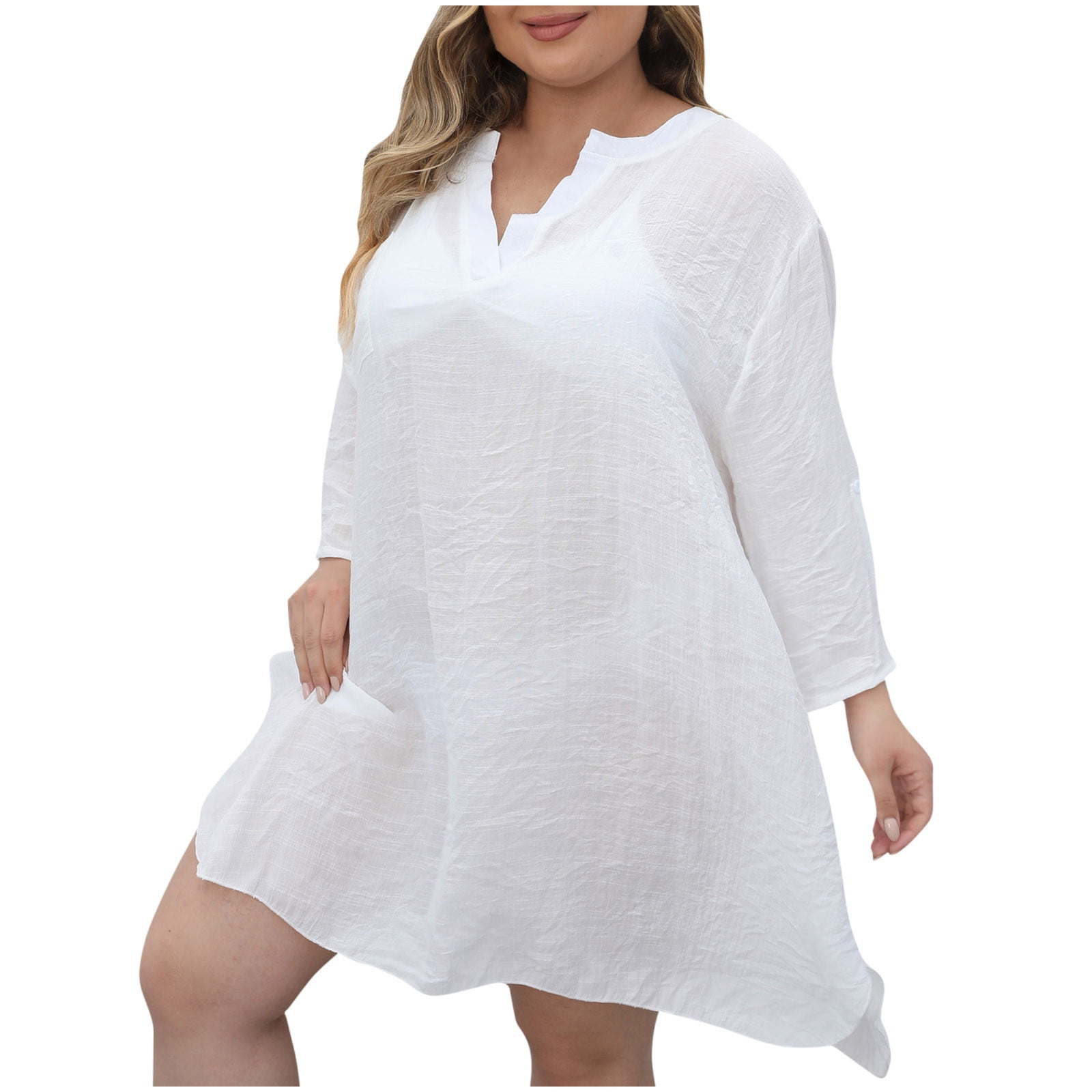 Plus size white cover up sale