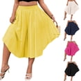 thumbnail image 1 of Stamzod Womens Plus Size Capris Summer Flowy Wide Leg Capri Pants Casual Loose Palazzo Cropped Pants with Pockets Black XXXL, 1 of 8