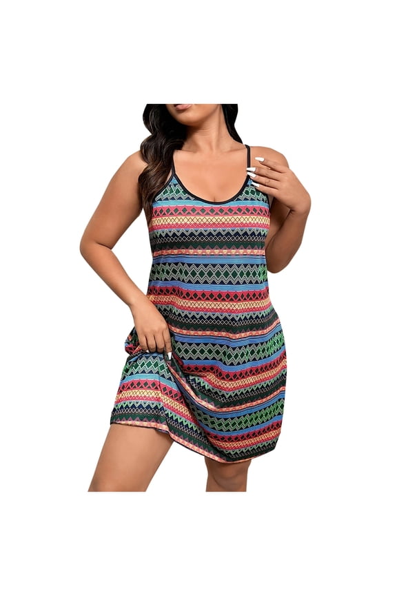 Womens Plus Size Nightgown Sleeveless Sleepwear Sleep Tank Vintage Sleepshirts Slip Night Dress Navy XXXL