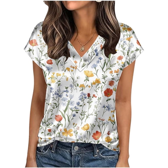Stamzod Womens Satin Tops V Neck Dressy Casual Blouses Summer Business Work Shirts White XL