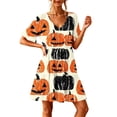 thumbnail image 1 of Stamzod Womens Sleep Shirts V-Neck Ruffled Halloween Nightgown Loose Casual Short Sleeve House Dresses for Women with Pockets XXL, 1 of 5
