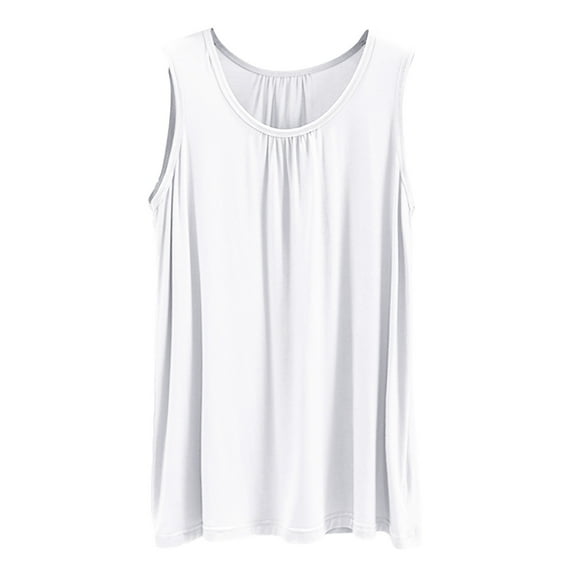 Stamzod Womens Solid Color Tank Tops Clearance Oversize Pleated Shirts Workout Summer Casual Sleeveless Tunics Loose Comfy Tees Blouse