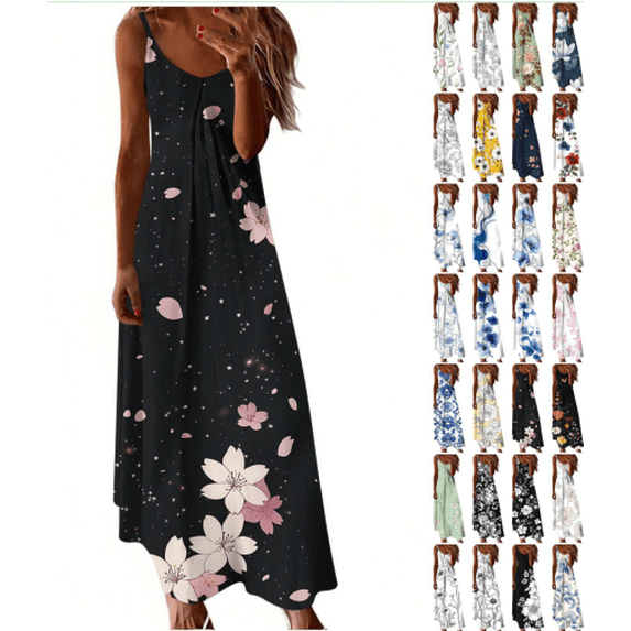 Stamzod Womens Spaghetti Strap Maxi Dresses 2026 Summer Casual Boho Beach Long Dress M