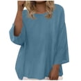 thumbnail image 1 of Stamzod Womens Summer Tops 3/4 Sleeve Plus Size Shirts Casual Flowy Blouse Beach Vacation Clothes 2026 Light Blue XL, 1 of 9