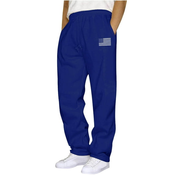 Stamzod Womens Sweatpants Wide Leg Solid Color Casual Sweat Pants with Pocket Straight Plus Size Men's Athletic Pants Blue B M