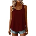 thumbnail image 1 of Stamzod Womens Tank Tops Flowy Sleeveless Summer Boho Tanks Casual Crewneck Strap Lace Camisole Shirts Wine S, 1 of 7