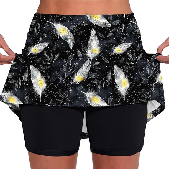 Stamzod Womens Tennis Skirt High Waisted Athletic Skorts with Pockets Shorts Casual Golf Skirts for Workout Running Black B XXL