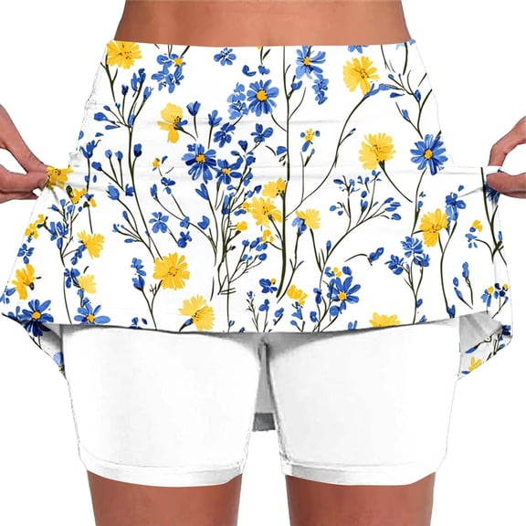 Stamzod Womens Tennis Skirt High Waisted Golf Skort A Line Athletic Skirts for Workout Pickleball Running White XXL