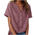 thumbnail image 1 of Stamzod Womens Tops Dressy Casual Short Sleeve Summer Shirts Beach Vacation V Neck Blouses 2026 Plus Size Womens Clothes Purple XXL, 1 of 8