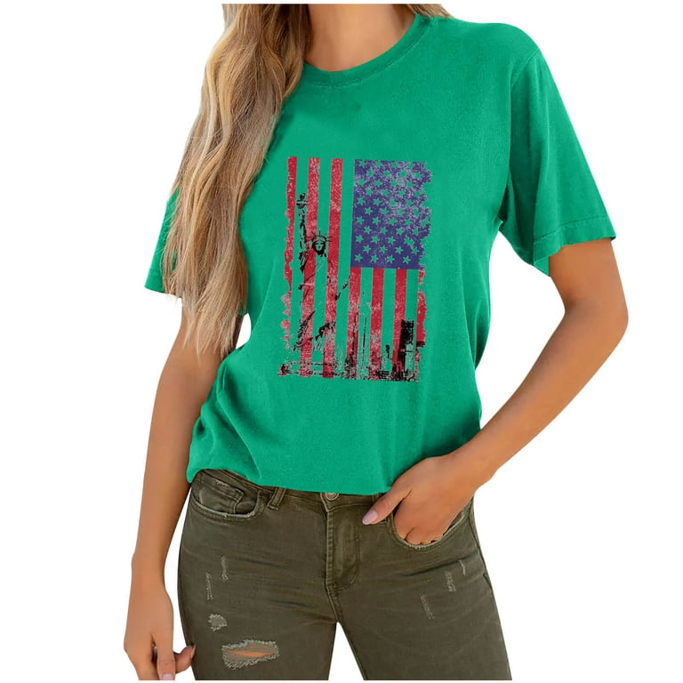 Stamzod Womens Tops Fashion Casual Printing Independence Day