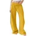 thumbnail image 1 of Stamzod Womens Wide Leg Sweatpants Solid Color Elastic Waist Baggy Pants with Pocket Casual Athletic Palazzo Pants for Women Yellow M, 1 of 9