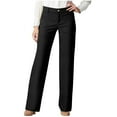 thumbnail image 1 of Stamzod Womens Work Pants Fashion Solid Color Wide Leg Dress Pants Trousers Casual Loose Business Pants for Women with Pocket Black B S, 1 of 6