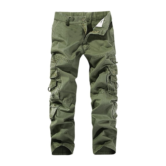 Stamzod Work Cargo Pants for Men Clearance Water Washing Process Multi Pockets Outdoor Casual Straight Trousers Button Down Zipper Wear-Resistanting Hiking Pants