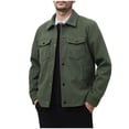 thumbnail image 1 of Stamzod Work Jackets for Men Solid Color Long Sleeve Corduroy Jacket Men Casual Oversized Bomber Fall Coats with Pocket Officewear Army Green B L, 1 of 5