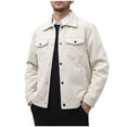 thumbnail image 1 of Stamzod Work Jackets for Men Solid Color Long Sleeve Corduroy Jacket Men Casual Oversized Bomber Fall Coats with Pocket Officewear Beige B XXL, 1 of 5