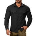 thumbnail image 1 of Stamzod Work Shirts for Men Outdoor Athletic Long Sleeve Button Down Shirt Men Quick-Dry Breathable Casual Shirts with Pockets Black XXXXL, 1 of 9