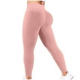 thumbnail image 1 of Stamzod Workout Leggings for Women Summer Solid Color Stretch Yoga Pants Casual Slim Fitness Gym High Waisted Leggings for Women Pink S, 1 of 6