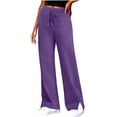 thumbnail image 1 of Stamzod Workout Pants Women Solid Color Elastic Waist Sweatpants with Pocket Activewear Casual Loose Plus Size Joggers for Women Purple L, 1 of 5