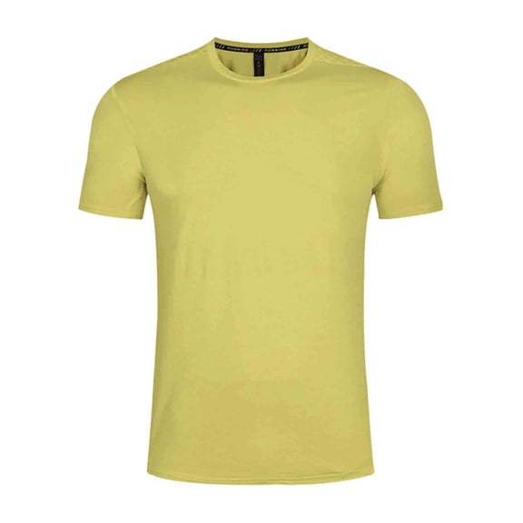 Stamzod Workout Shirts for Men Summer Solid Color Quick-Dry Gym Tshirt Short Sleeve Casual Outdoor Running Shirt Plus Size Mens Clothes Yellow XXXL