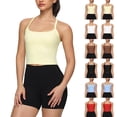thumbnail image 1 of Stamzod Workout Tank Tops for Women Tight Racerback Scoop Neck Athletic Yoga Shirts with Built In Bra Yellow S, 1 of 9